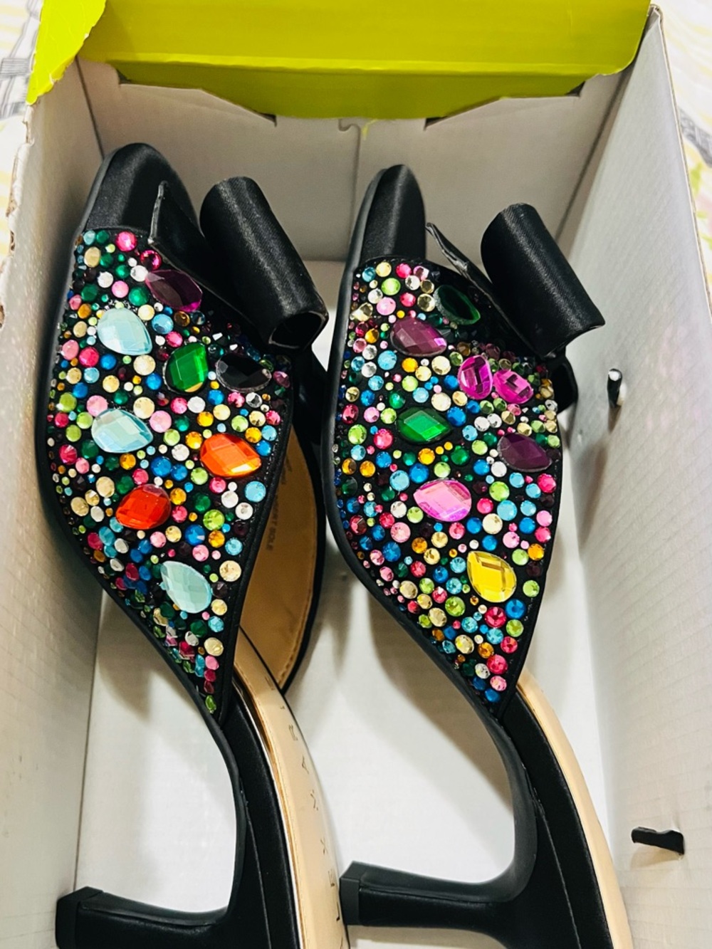 Alex Marie kitten heels Sandals with Multicolor Gem Embellishments Size 7